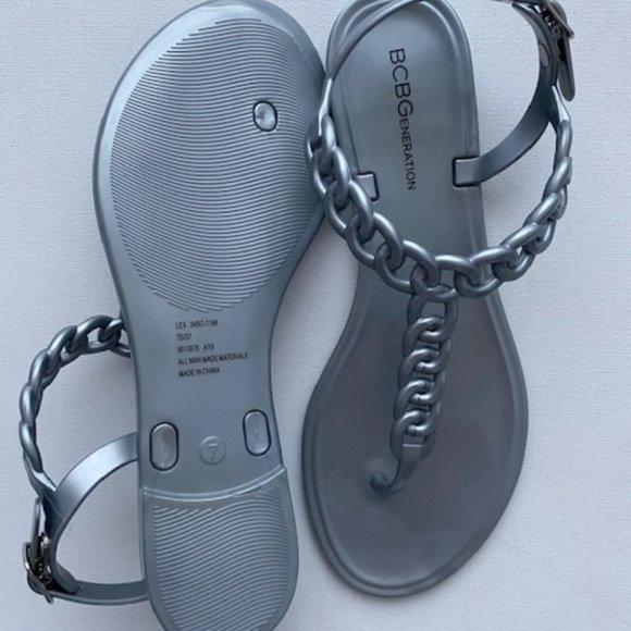 BCBGeneration Jelly Lex Thongs Chain Sandals Flats Grey - Picture 4 of 4